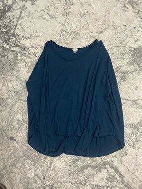 Wilfred Navy Long Sleeve Scoop Neck Top